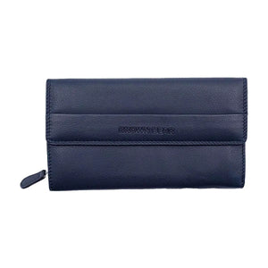 Zip Around Ladies Wallet with External pocket in Genuine Leather - Brown Bear