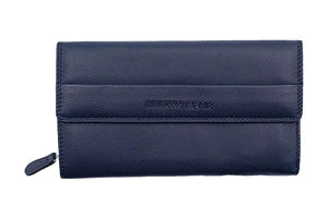 Zip Around Ladies Wallet with External pocket in Genuine Leather - Brown Bear
