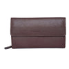 Zip Around Ladies Wallet with External pocket in Genuine Leather - Brown Bear