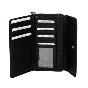 Zip Around Ladies Wallet with External pocket in Genuine Leather - Brown Bear