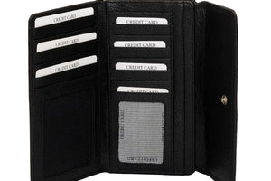 Zip Around Ladies Wallet with External pocket in Genuine Leather - Brown Bear