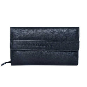 Zip Around Ladies Wallet with External pocket in Genuine Leather - Brown Bear