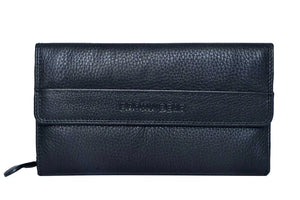 Zip Around Ladies Wallet with External pocket in Genuine Leather - Brown Bear