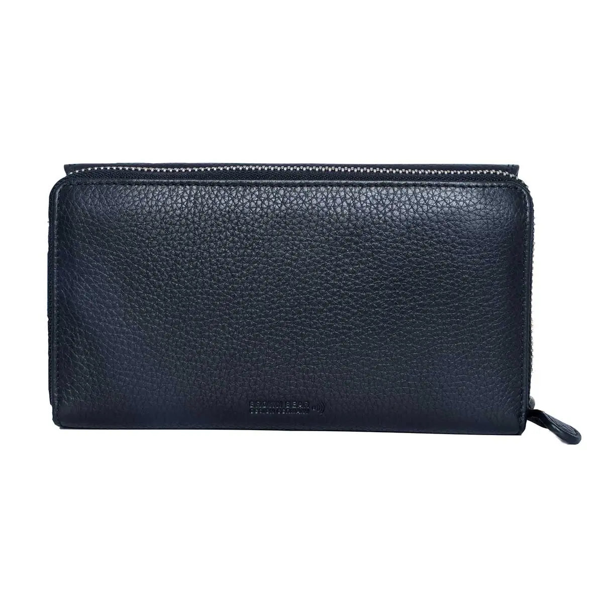 Zip Around Ladies Wallet with External pocket in Genuine Leather - Brown Bear
