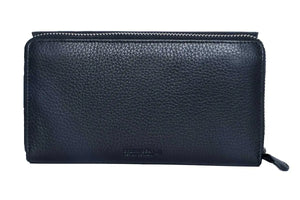 Zip Around Ladies Wallet with External pocket in Genuine Leather - Brown Bear