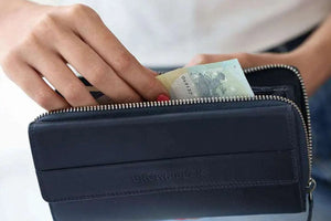 Zip Around Ladies Wallet with External pocket in Genuine Leather - Brown Bear