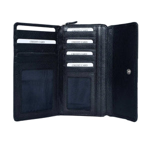 Zip Around Ladies Wallet with External pocket in Genuine Leather - Brown Bear