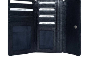 Zip Around Ladies Wallet with External pocket in Genuine Leather - Brown Bear