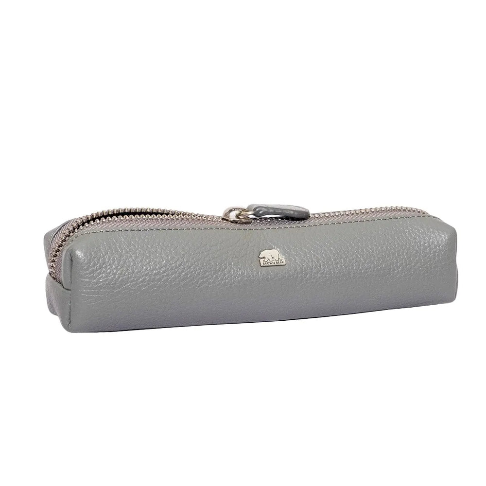 Zippered Pen Case - For Multi pens in Genuine Leather - Brown Bear