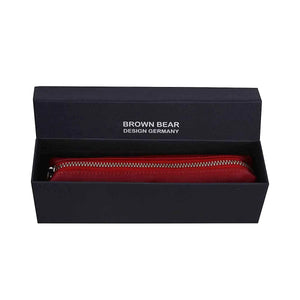 Zippered Pen Case - For Multi pens in Genuine Leather - Brown Bear