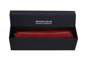 Zippered Pen Case - For Multi pens in Genuine Leather - Brown Bear