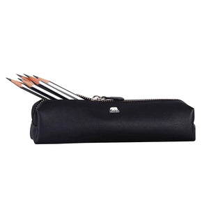 Zippered Pen Case - For Multi pens in Genuine Leather - Brown Bear
