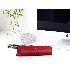 Zippered Pen Case - For Multi pens in Genuine Leather - Brown Bear