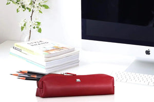 Zippered Pen Case - For Multi pens in Genuine Leather - Brown Bear