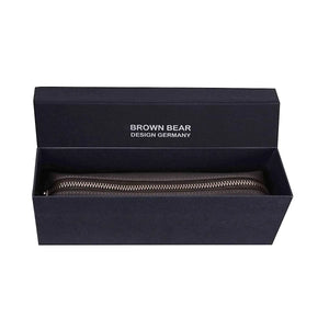 Zippered Pen Case - For Multi pens in Genuine Leather - Brown Bear