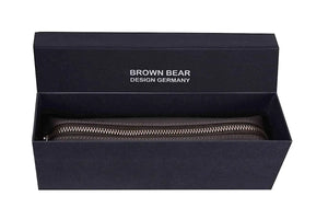 Zippered Pen Case - For Multi pens in Genuine Leather - Brown Bear