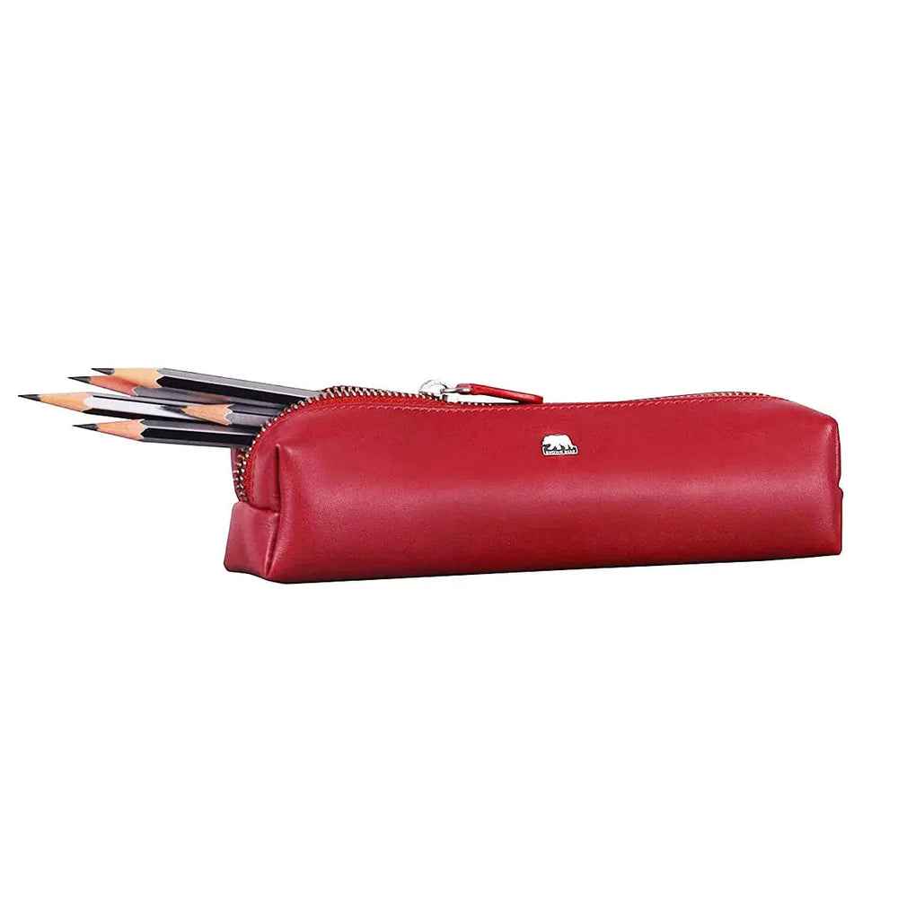 Zippered Pen Case - For Multi pens in Genuine Leather - Brown Bear